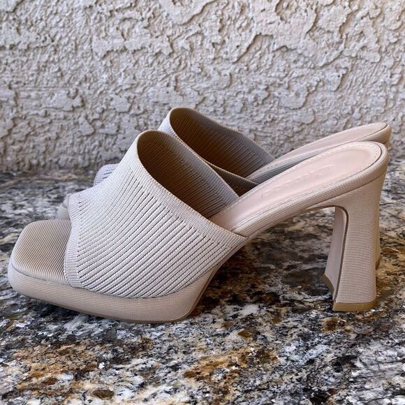 Cuccoo Beige Knit Heeled Mules – Size 8 | Stylish & Comfortable Slip-On Sandals - Picture 2 of 7